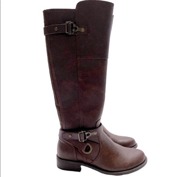 NWOT G by Guess Brown Winter Boots with Knee-High Design Buckle Accents SZ 6M - Picture 5 of 8